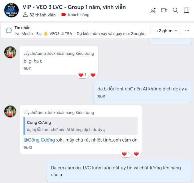Khách hàng VIP khen đội ngũ LVC rất nhiệt tình, uy tín và chất lượng hàng đầu