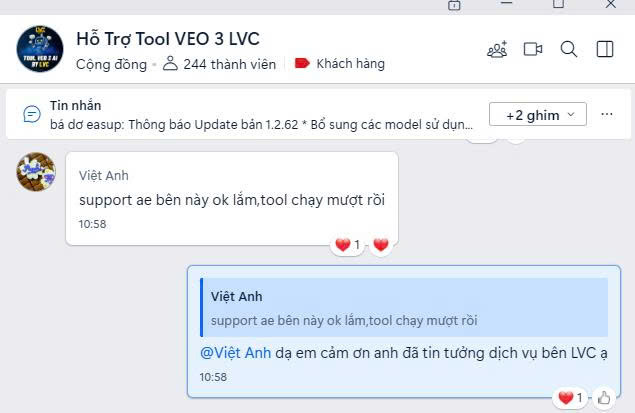 Khách hàng khen support bên LVC ok lắm, tool chạy mượt rồi