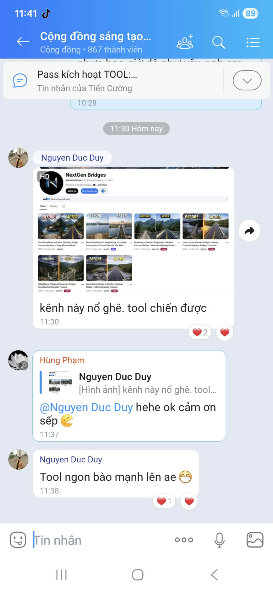 Khách hàng khoe kênh YouTube nổ nhờ tool LVC, khen tool ngon bảo mạnh lên